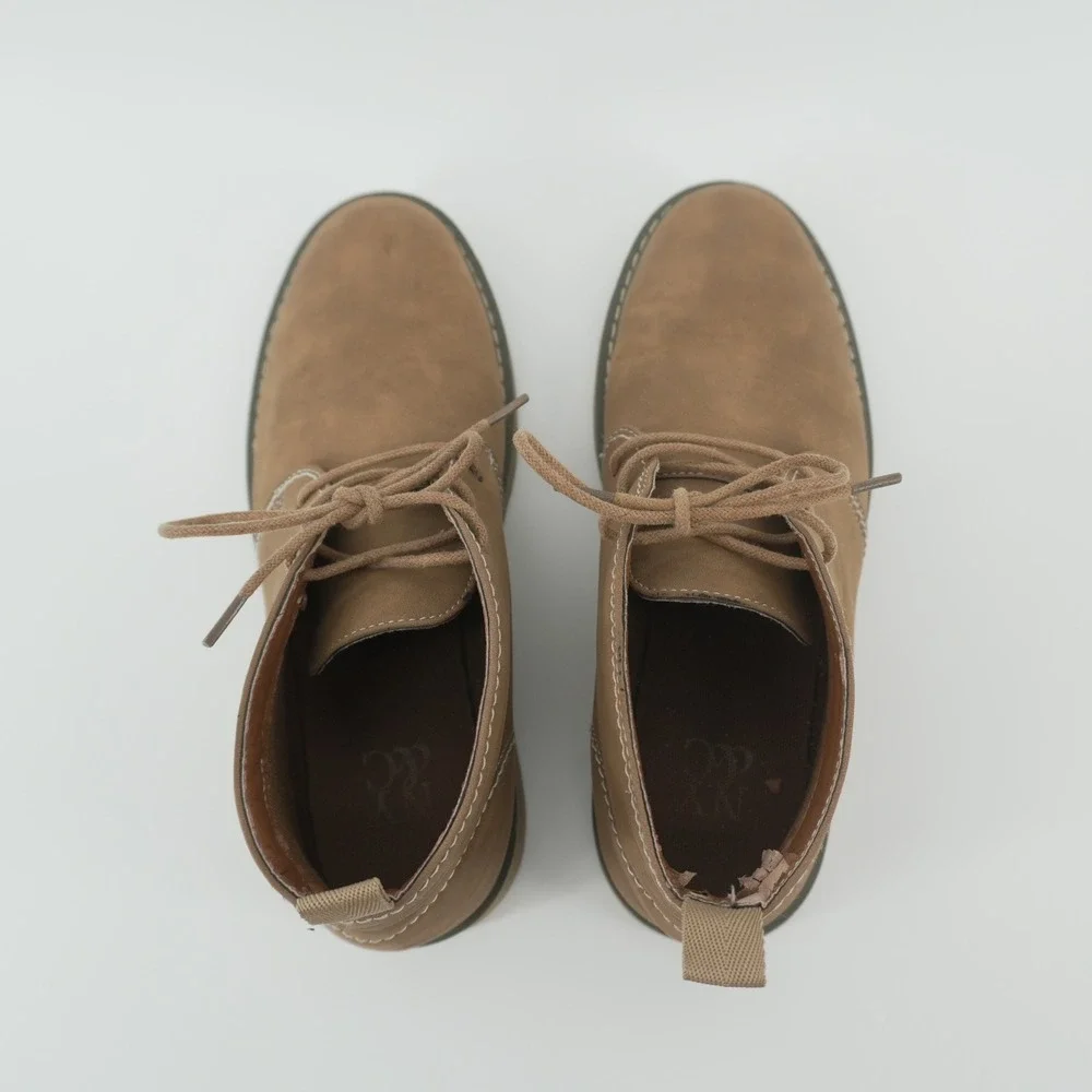 NY&C Chukka Boots Mens 8 Tan Lace Up Faux Suede Casual Ankle Shoes NY1052